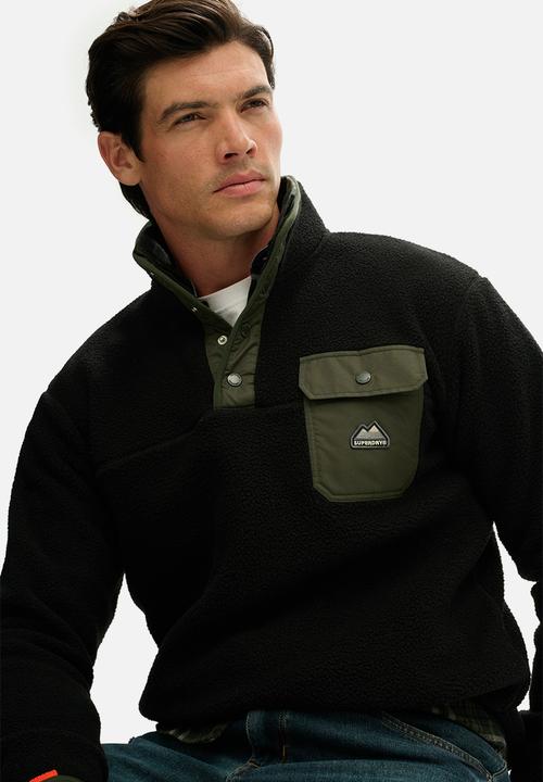 Superdry. - Fuji Fleece Henley - Black