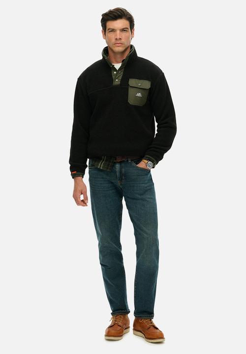 Superdry. - Fuji Fleece Henley - Black
