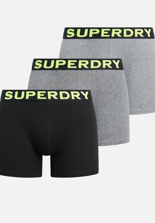 Superdry. - Boxer Triple Pack - Ath Grey Feeder/Black Stripe/Black