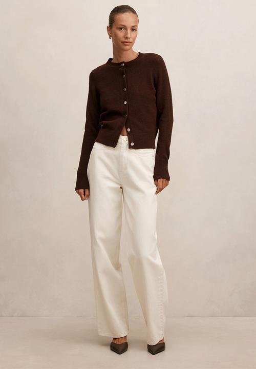 Forever New - May crew neck cardigan in deep chocolate