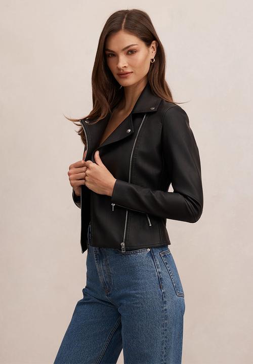 Forever New - Betty faux leather biker jacket in black