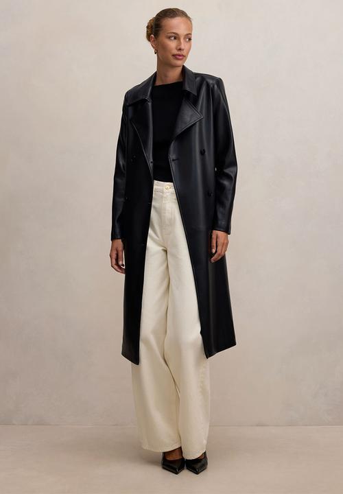 Forever New - Sabina pu trench coat in black