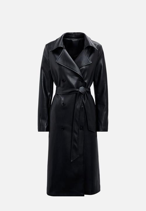 Forever New - Sabina pu trench coat in black
