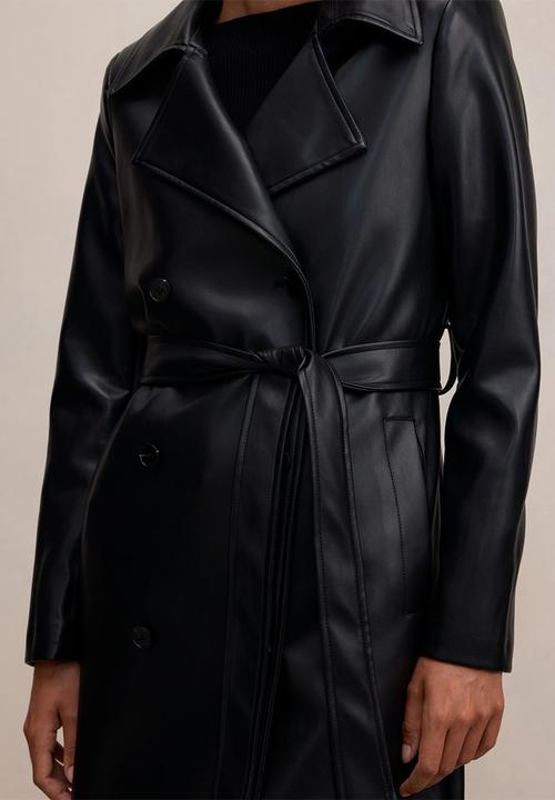 Forever New - Sabina pu trench coat in black