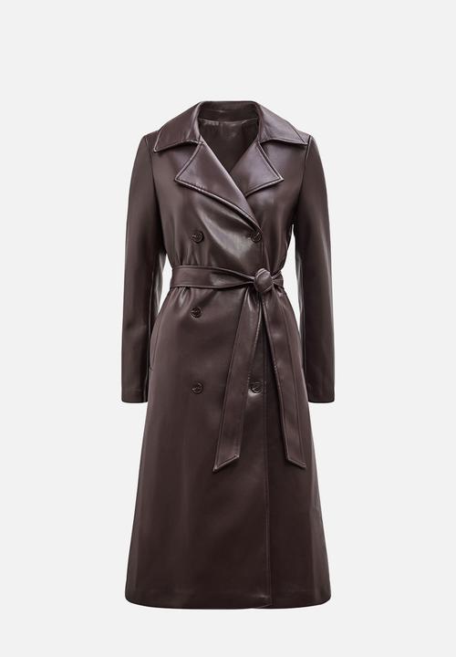 Forever New - Sabina pu trench coat in deep berry