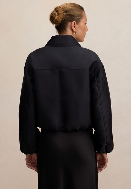 Forever New - Everly satin bomber jacket in black