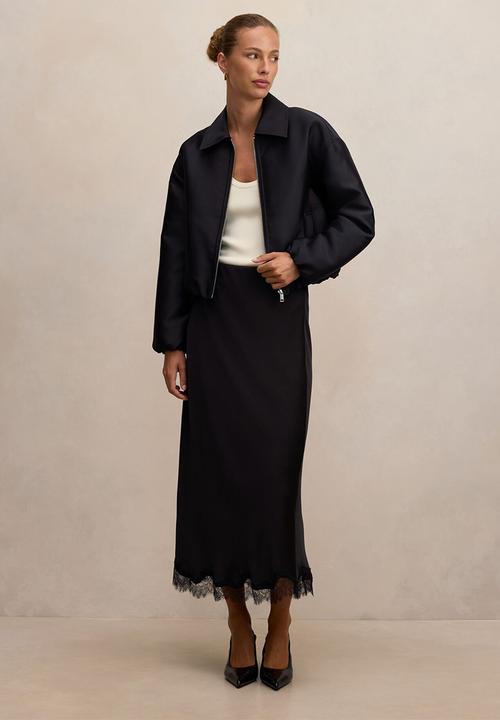 Forever New - Everly satin bomber jacket in black