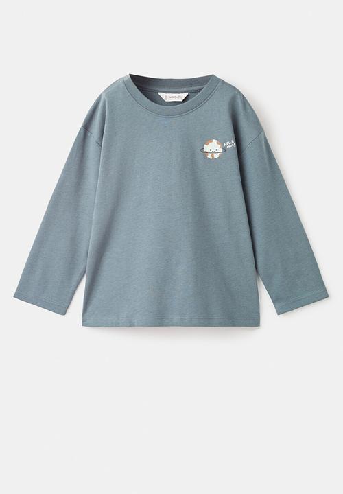 MANGO - T-Shirt SPACE - Turquoise / Aqua