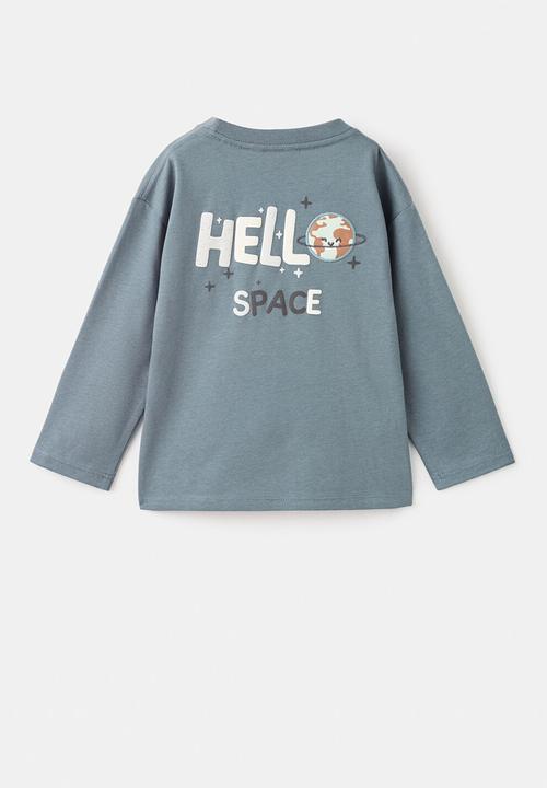 MANGO - T-Shirt SPACE - Turquoise / Aqua