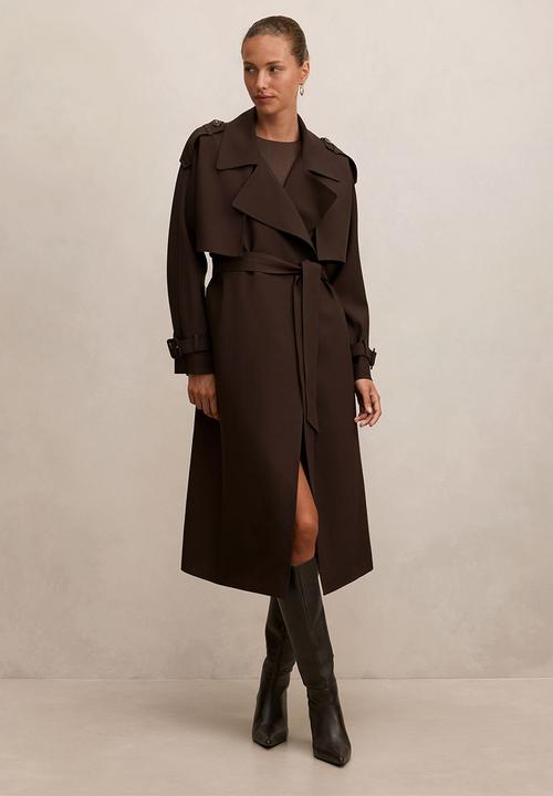 Forever New - Ivy belted trench coat in chocolate