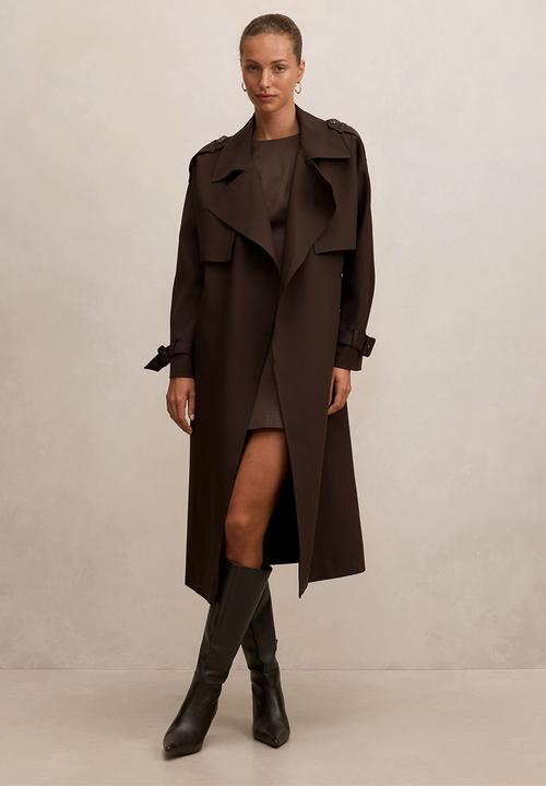 Forever New - Ivy belted trench coat in chocolate