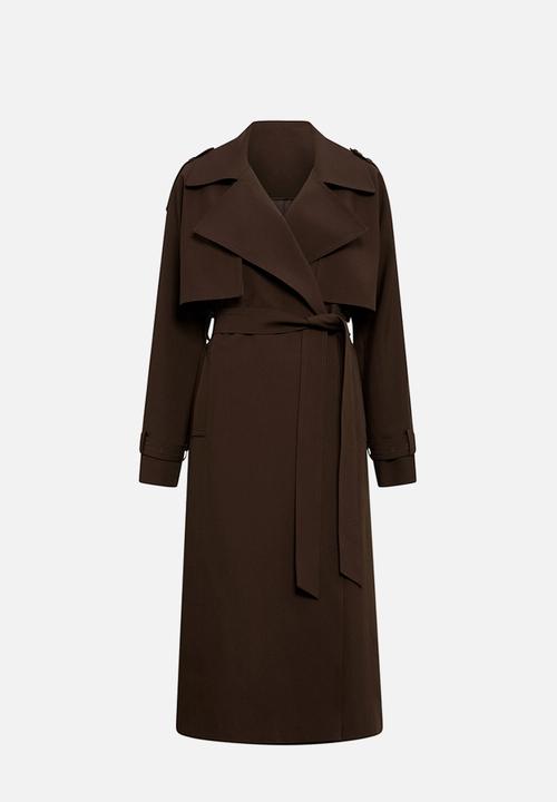 Forever New - Ivy belted trench coat in chocolate