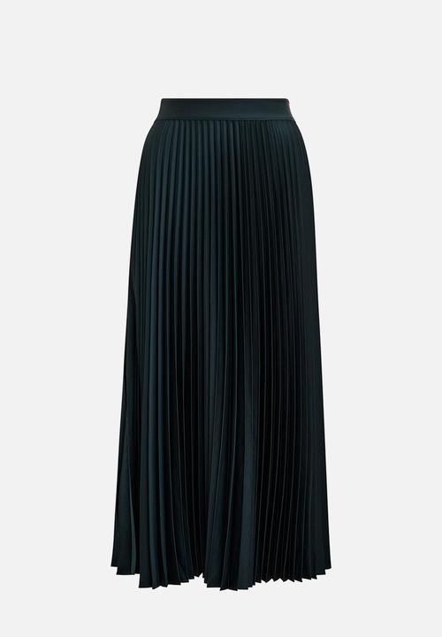 Forever New - Estelle satin pleated midi skirt in dark green