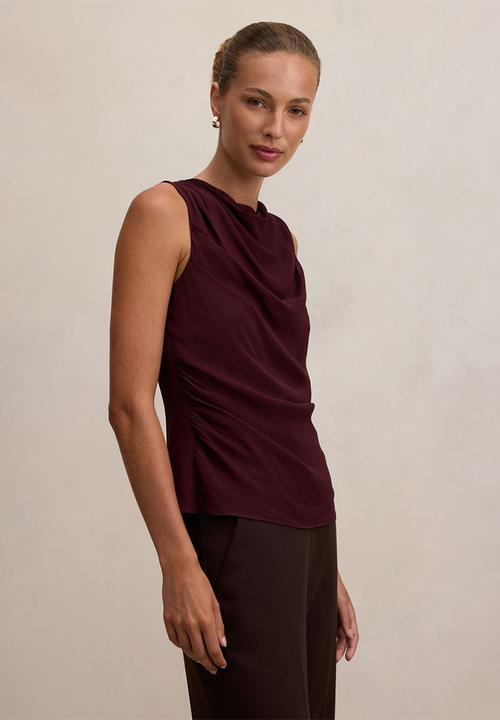 Forever New - Tiffany draped sleeveless top in aubergine