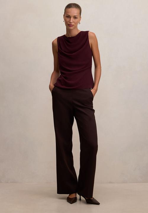 Forever New - Tiffany draped sleeveless top in aubergine