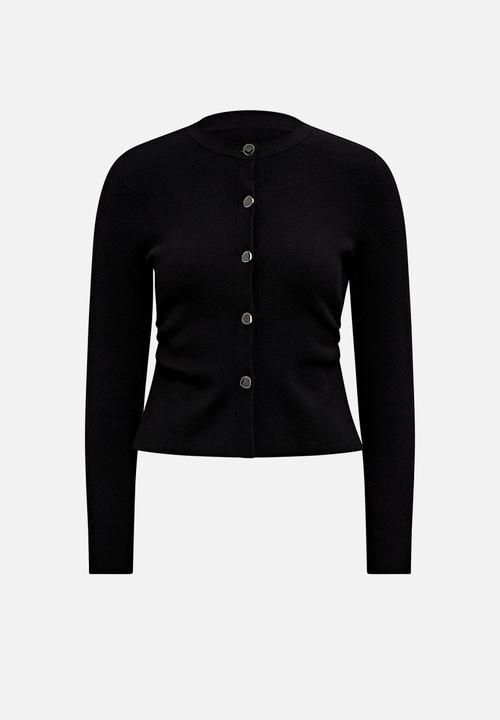 Valencia structured knit cardigan in black