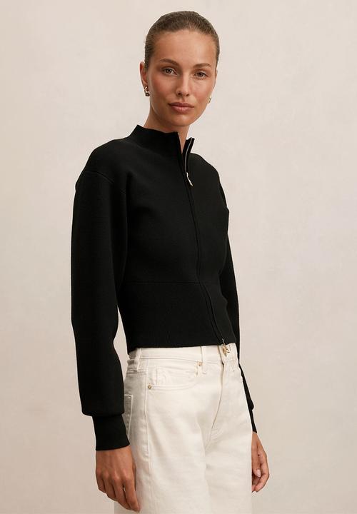 Forever New - Hanna zip knit jacket in black