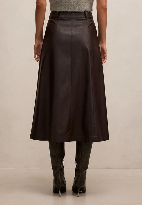 Forever New - Isla vegan leather midi skirt in royal berry