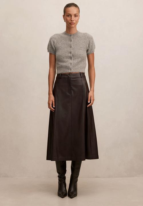 Forever New - Isla vegan leather midi skirt in royal berry