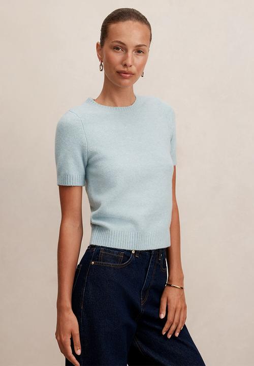 Forever New - Lucy knitted t-shirt in soft duck egg