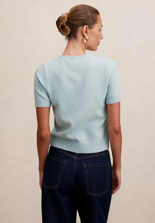Forever New - Lucy knitted t-shirt in soft duck egg