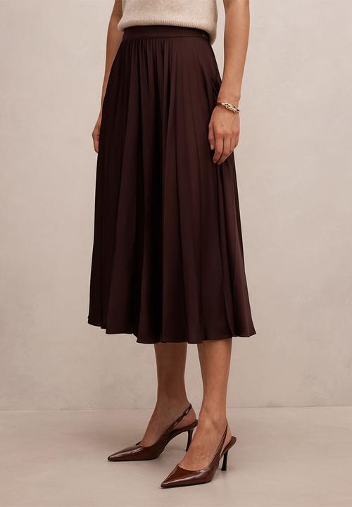 Forever New - Danielle pleated midi skirt in chocolate