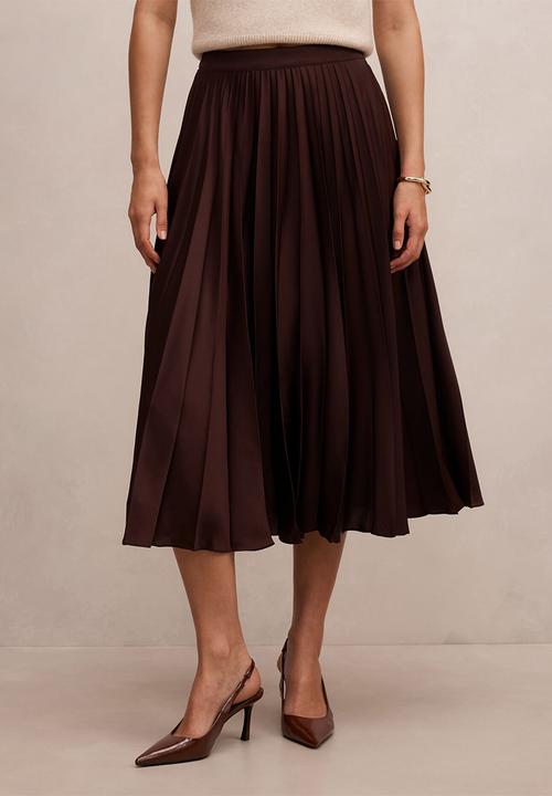 Forever New - Danielle pleated midi skirt in chocolate