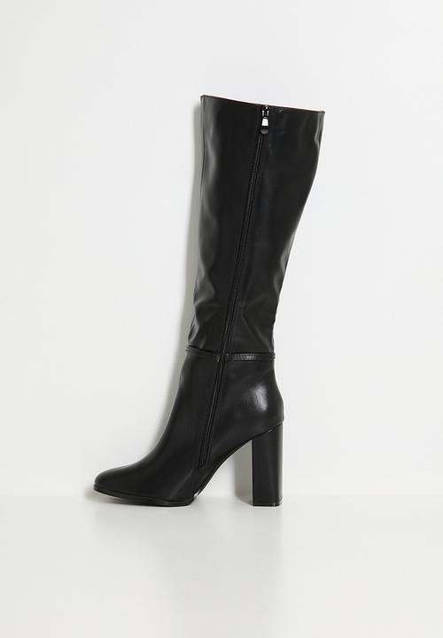 Miss Black - Shania 10 stretch block heel long boot - black