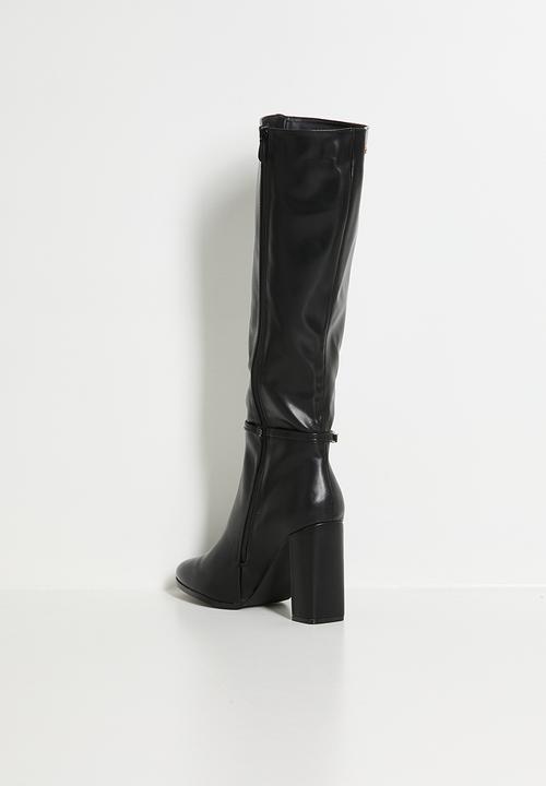 Miss Black - Shania 10 stretch block heel long boot - black