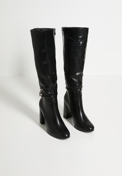 Miss Black - Shania 10 stretch block heel long boot - black