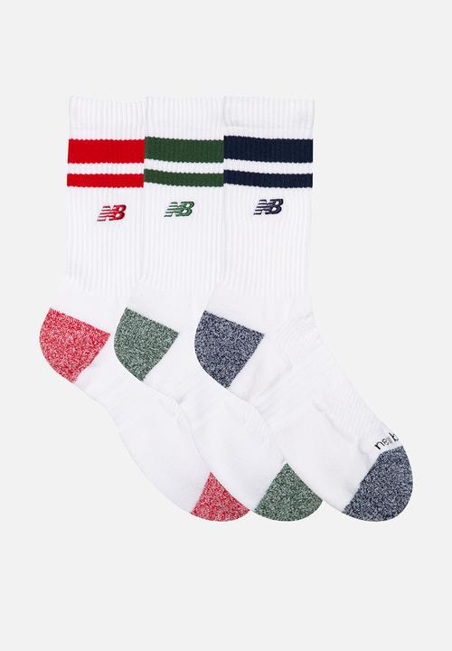 New Balance  - Active Premium Striped Crew Sock 3Pk - Assorted