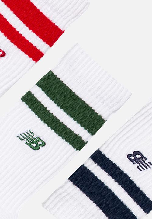 New Balance  - Active Premium Striped Crew Sock 3Pk - Assorted