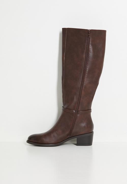 Miss Black - Brook 2 gold buckle rider boot - chocolate