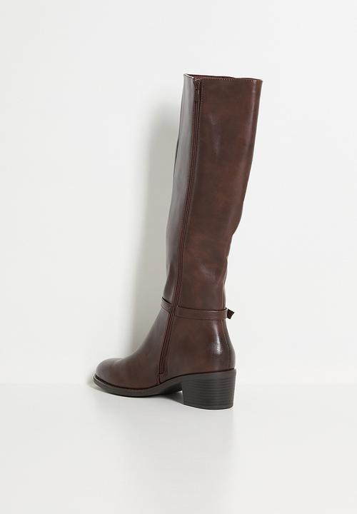 Miss Black - Brook 2 gold buckle rider boot - chocolate