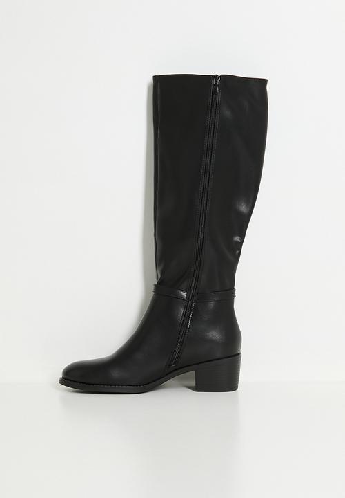 Miss Black - Brook 2 gold buckle rider boot - black