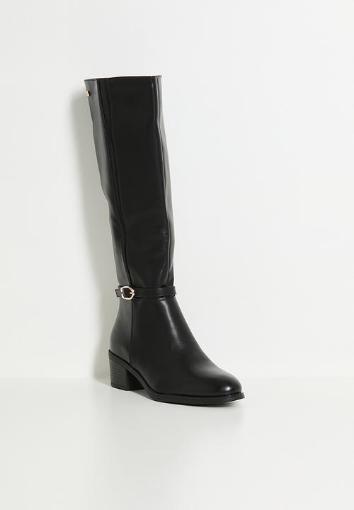 Miss Black - Brook 2 gold buckle rider boot - black