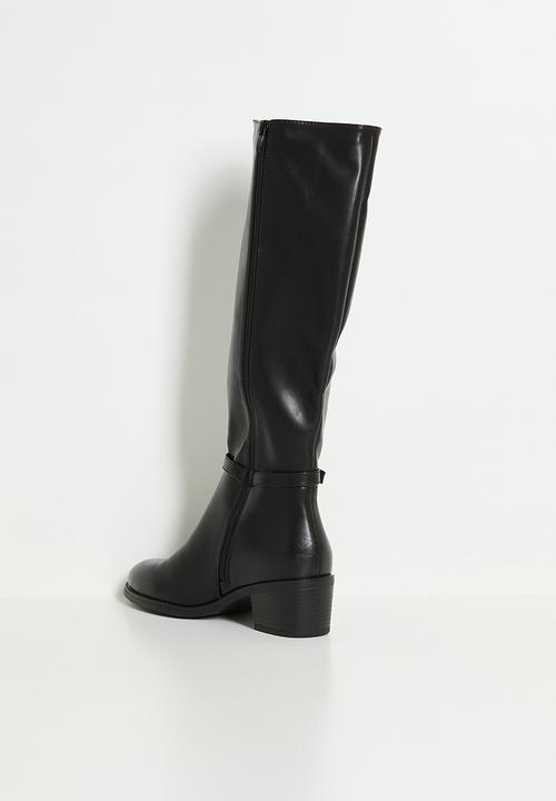 Miss Black - Brook 2 gold buckle rider boot - black