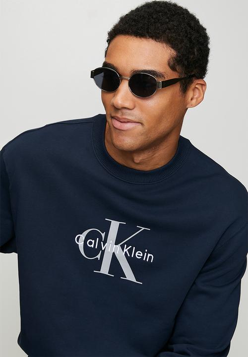 Calvin Klein - Long sleeve Eu 350Terry Monologo Cn Swtshrt - Dark Sapphire