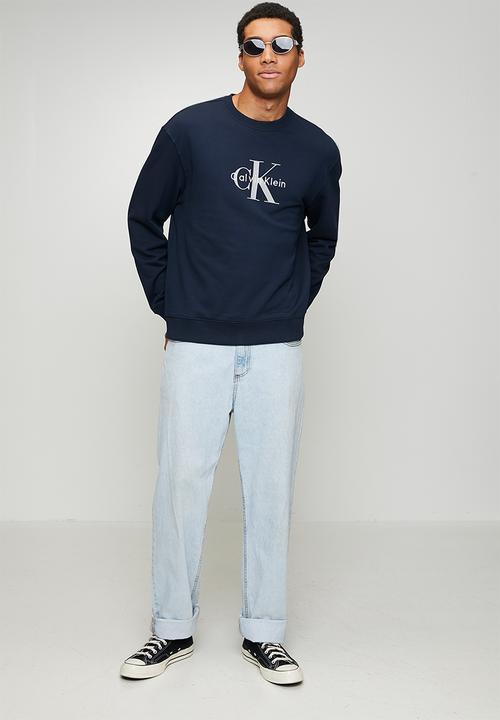 Calvin Klein - Long sleeve Eu 350Terry Monologo Cn Swtshrt - Dark Sapphire