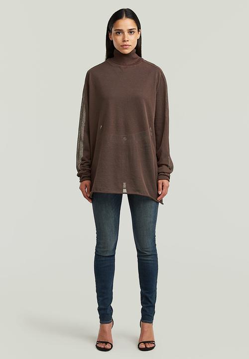 G-STAR - Sheer loose turtle knit wmn - chocolat