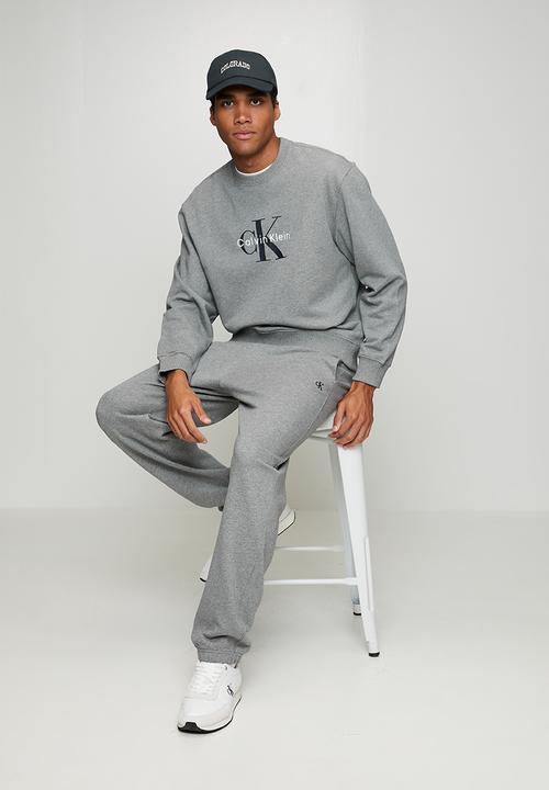 Calvin Klein - Long Sleee Eu 350Terry Monologo Cn Swtshrt - Med Grey Htr