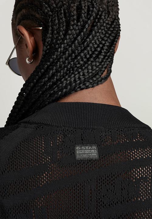 G-STAR - Pointelle text r knit wmn - dk black