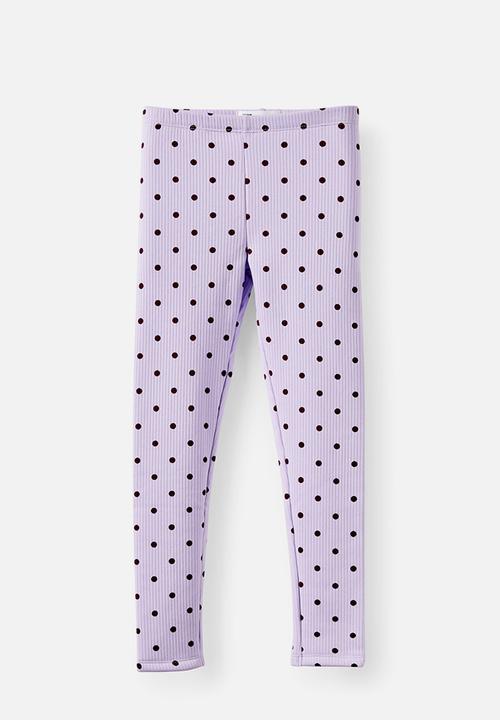 Cotton On - Fleece Legging - Vintage Lilac/Bordeaux Spots