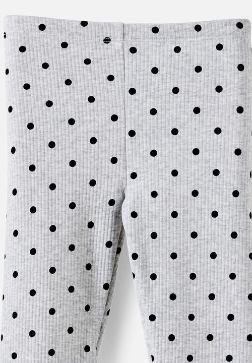 Cotton On - Fleece Legging - Grey Marle/Black Spots