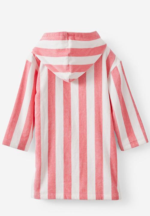 Cotton On - Kids Zip Thru Hooded Towel - Sunkissed/Bold Stripe