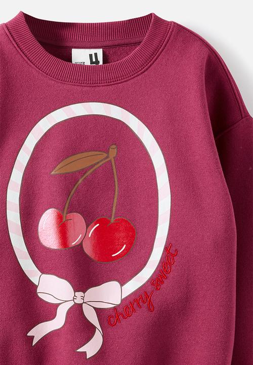 Cotton On - Sammy Oversized Crew - Berry Jam/Cherry 