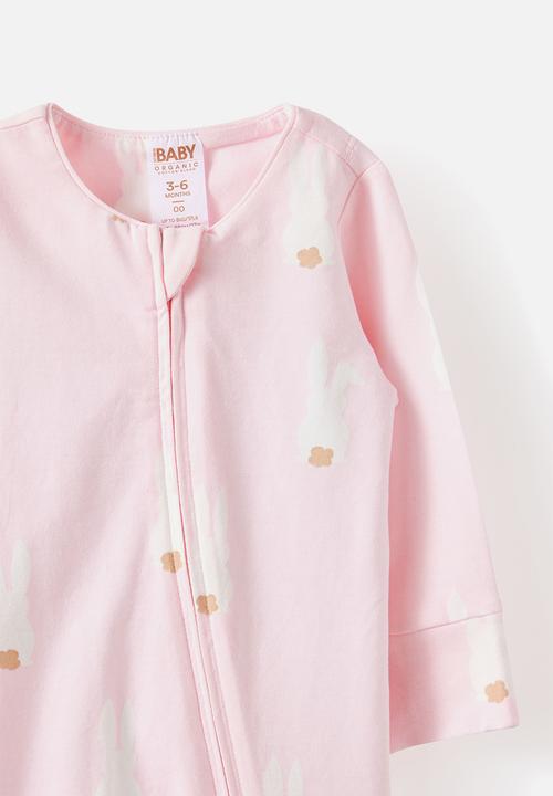 Cotton On - The Long Sleeve Zip Romper - Tea Party Pink/Bunny Tails
