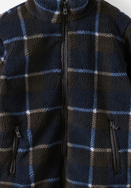 Cotton On - Simon Sherpa Jacket - Suid Ink/Phantom/Mice Blue Check