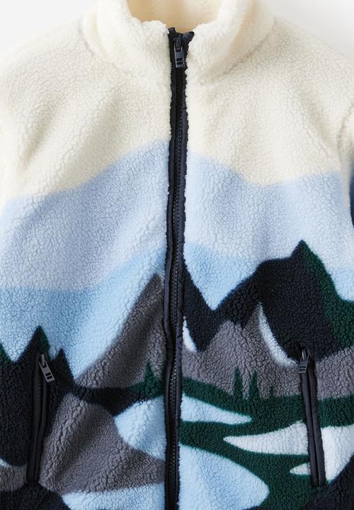 Cotton On - Simon Sherpa Jacket - Steel/Mountains