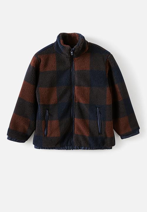Cotton On - Simon Sherpa Jacket -Rocky road/Squid Ink Check